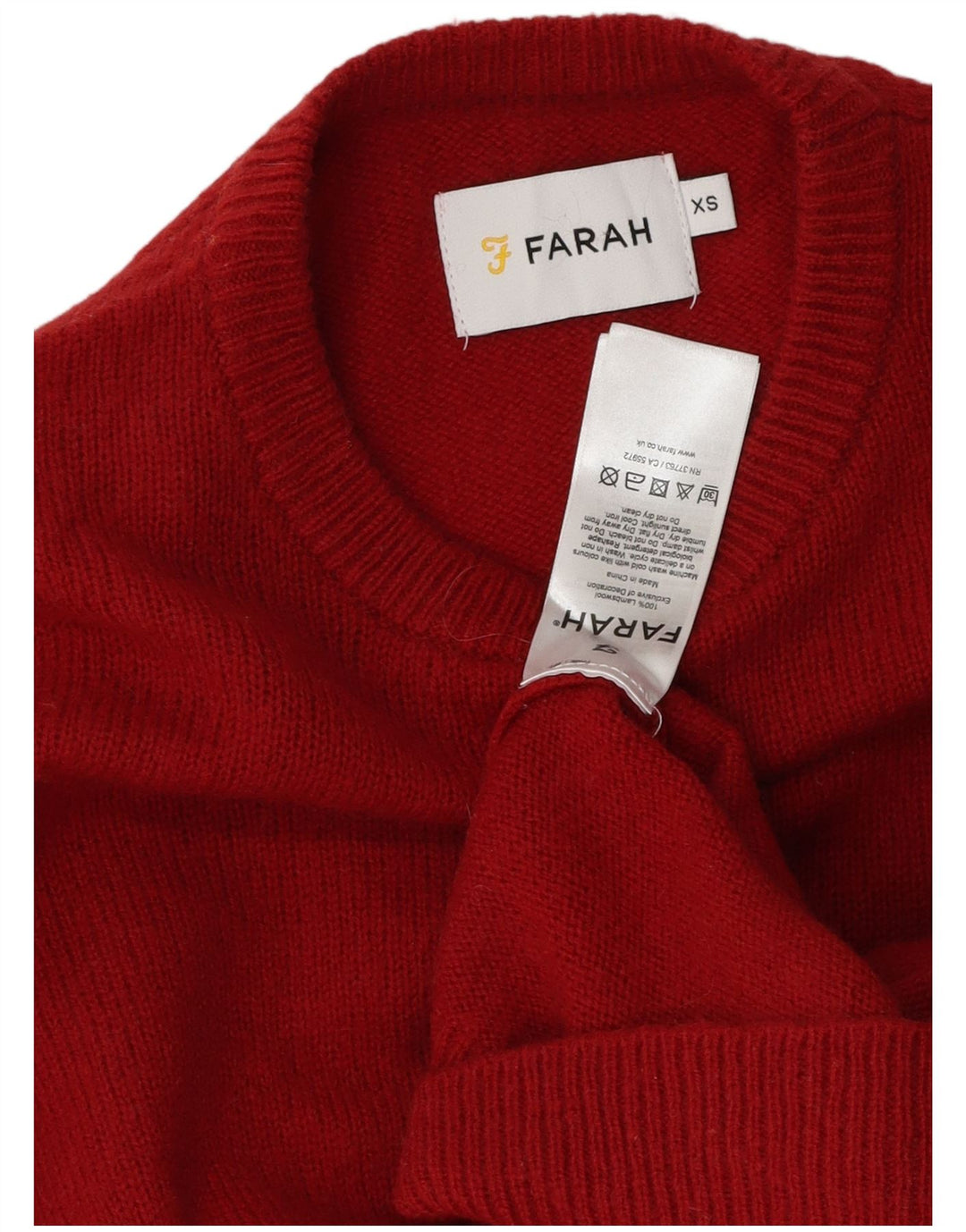 Мужской джемпер с круглым вырезом Farah XS, красный из овечьей шерсти