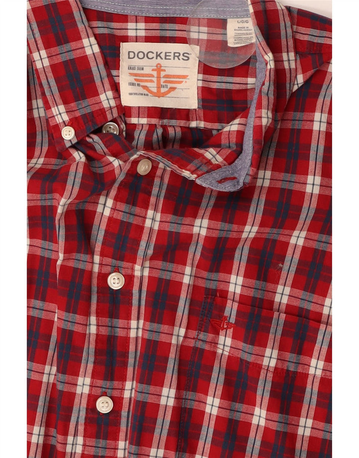 DOCKERS Mens Flannel Shirt Large Red Check Vintage Dockers and Second-Hand Dockers from Messina Hembry 