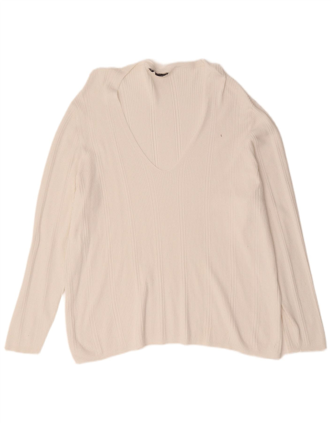 Женский джемпер с v-образным вырезом Marks & Spencer UK 24 4XL Белый
