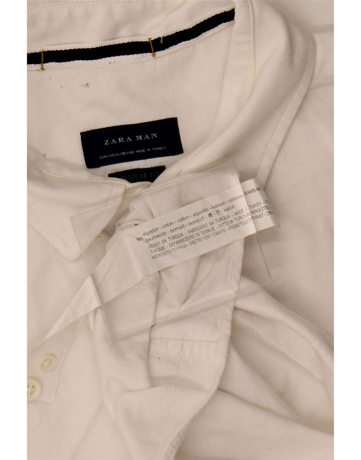 ZARA Mens Regular Fit Shirt EU 42 Large White Cotton