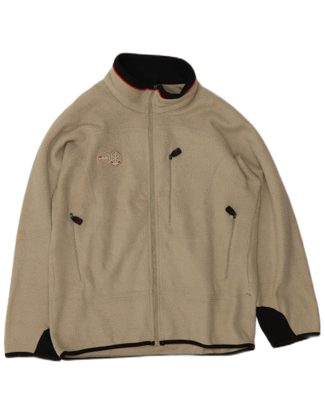 Мужская флисовая куртка Fila UK 36, маленькая, бежевый, полиэстер с цветными блоками