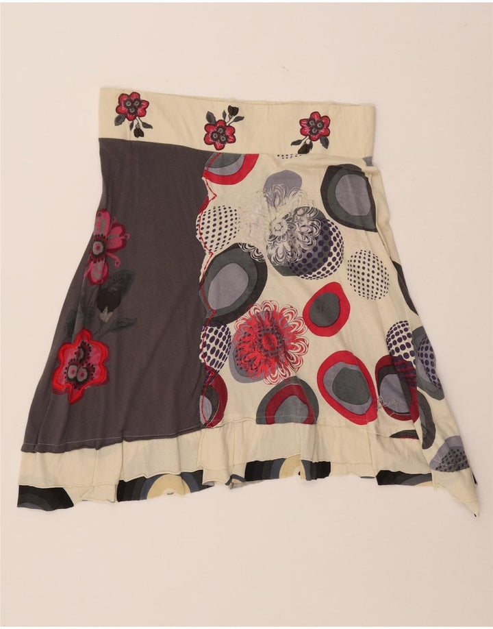 DESIGUAL Женская асимметричная юбка с рисунком XL W32 Разноцветный цветочный принт