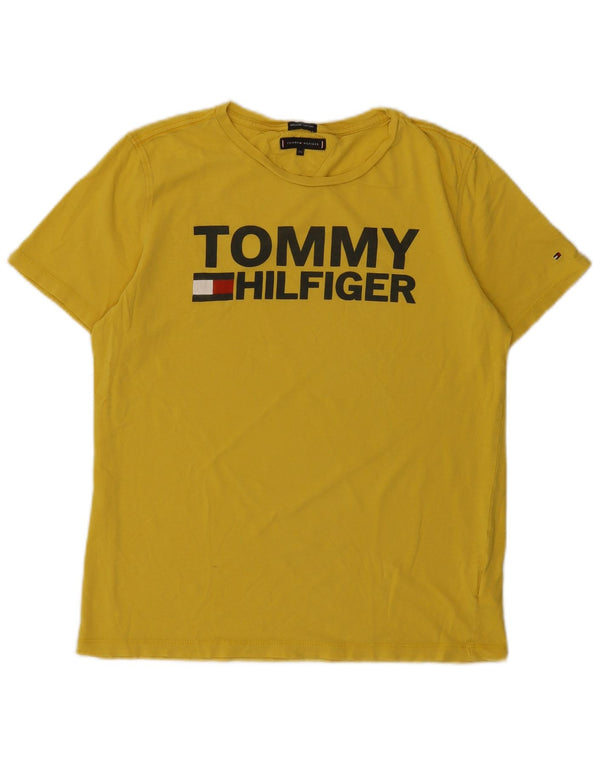 Футболка с рисунком Tommy Hilfiger для мальчиков, топ 15–16 лет, желтый хлопок