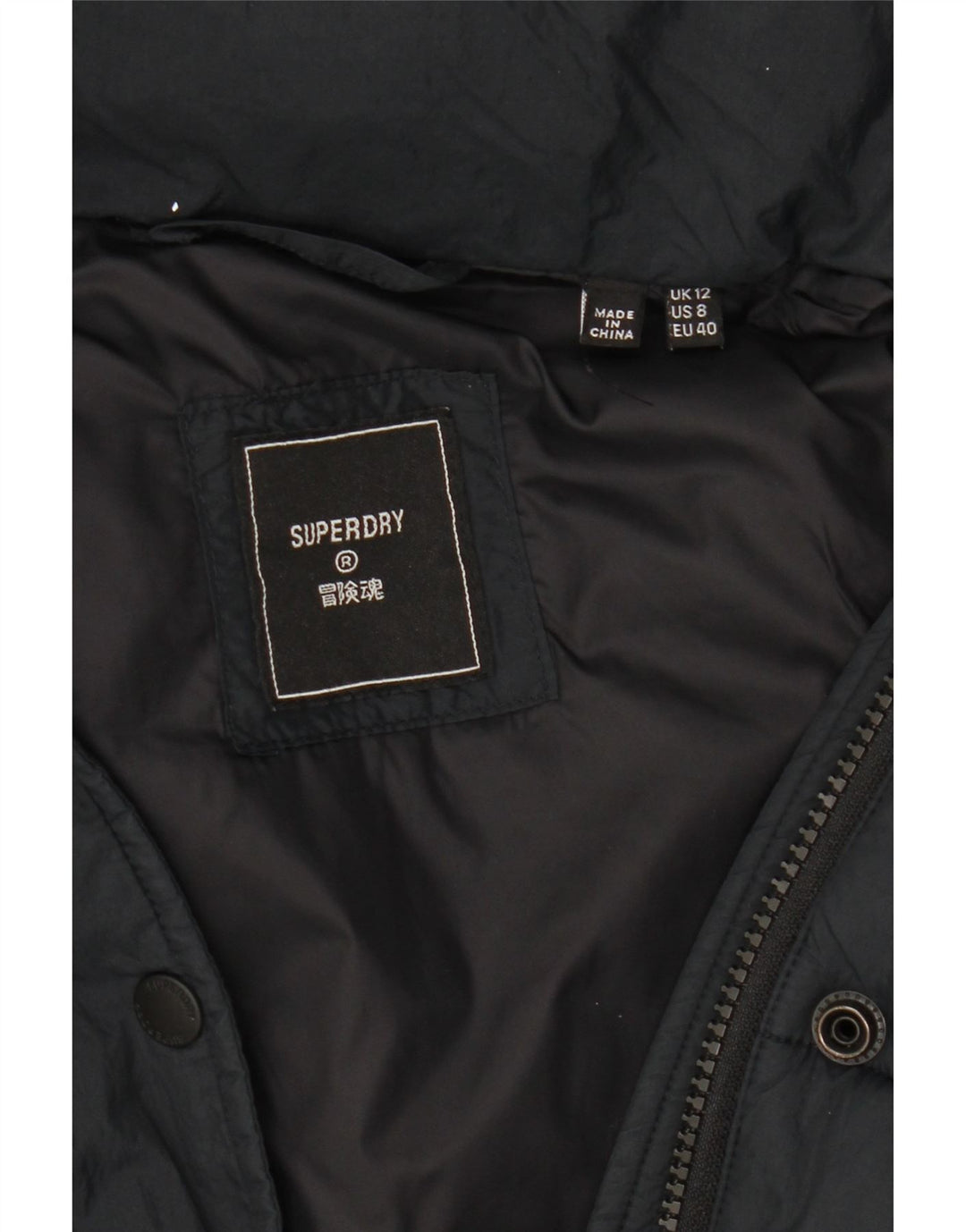 Женская утепленная куртка с капюшоном Superdry UK 12, средний черный