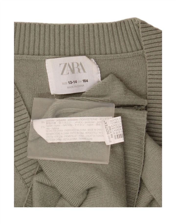 Свитер-кардиган Zara для девочек 13-14 лет, зеленый полиэстер