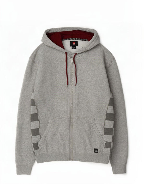 Мужской свитер с капюшоном на молнии Quiksilver XL, серый хлопок с геометрическим рисунком