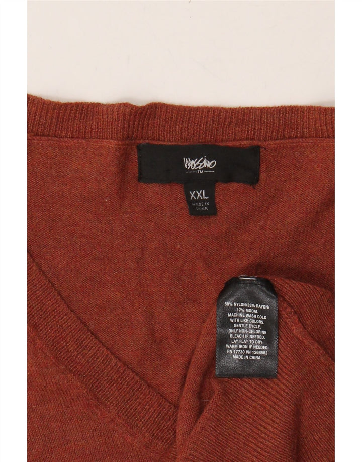 MOSSIMO Womens V-Neck Jumper Sweater UK 20 2XL Brown Nylon Vintage Mossimo and Second-Hand Mossimo from Messina Hembry 