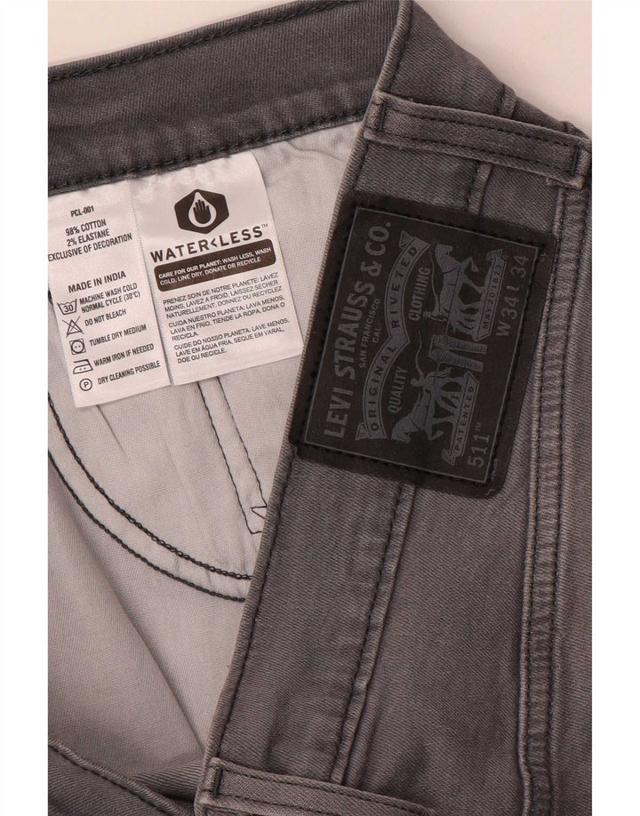Мужские узкие джинсы Levi's W34 L30 Серые хлопковые