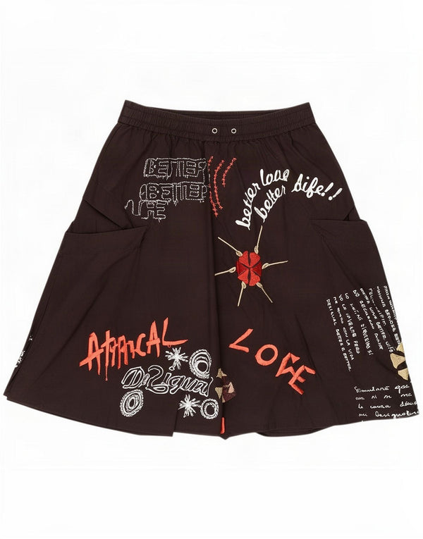 Женская юбка Desigual с рисунком Bubble EU 34 XS W26, черный хлопок