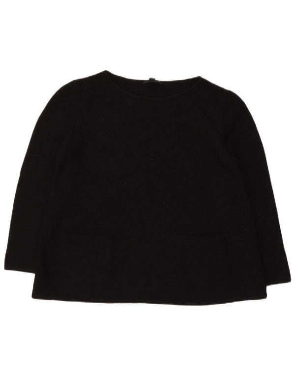 Женский джемпер с вырезом «лодочка» с рукавом 3/4, Великобритания, 10, маленький, черный, шерстяной