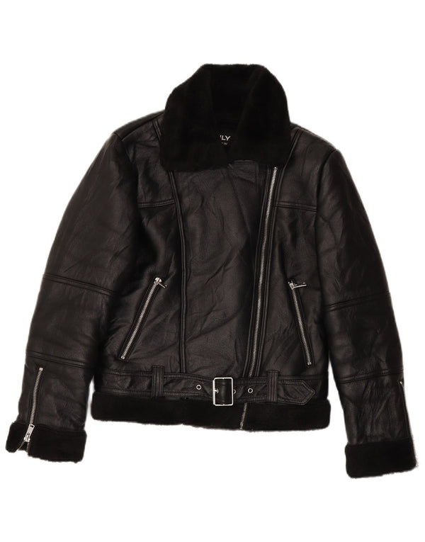 Женская косуха из искусственной кожи шерпа VINTAGE UK 10, маленькая черная