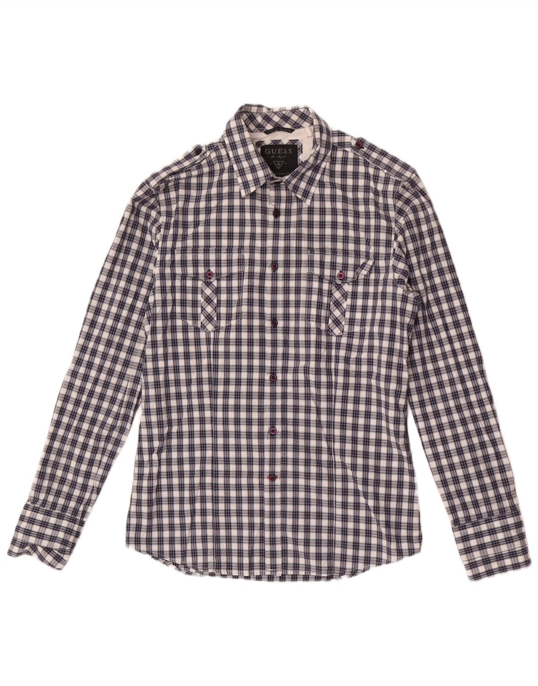 Мужская рубашка Guess, маленькая синяя клетка, хлопок