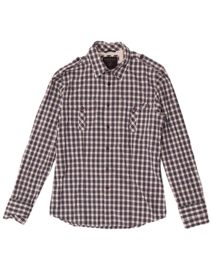 Мужская рубашка Guess, маленькая синяя клетка, хлопок