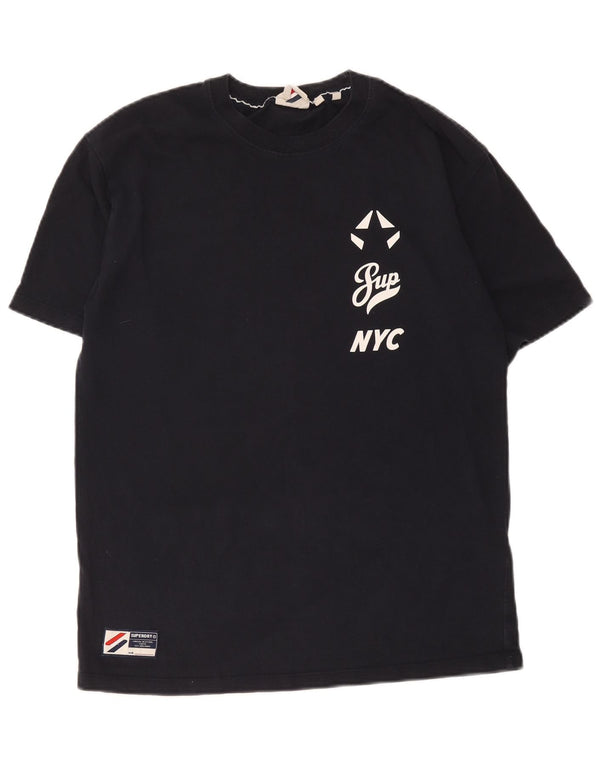 Женская футболка оверсайз с рисунком Superdry Top UK 10, маленький темно-синий хлопок