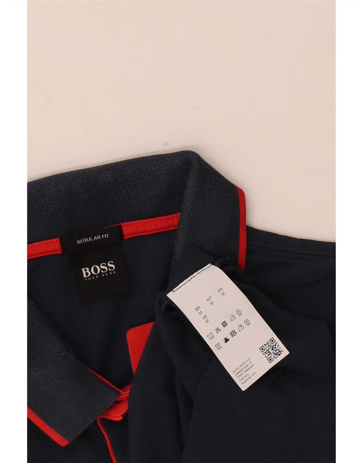 Мужская рубашка-поло обычного кроя Hugo Boss, темно-синяя, хлопковая