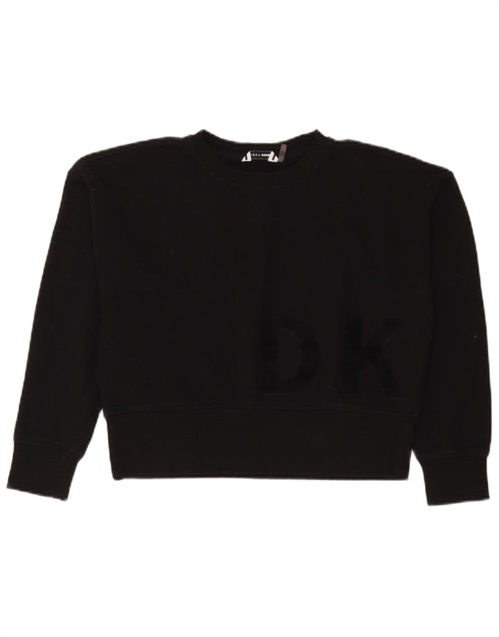 Женский укороченный свитшот с рисунком оверсайз Dkny, Великобритания, 10, маленький черный