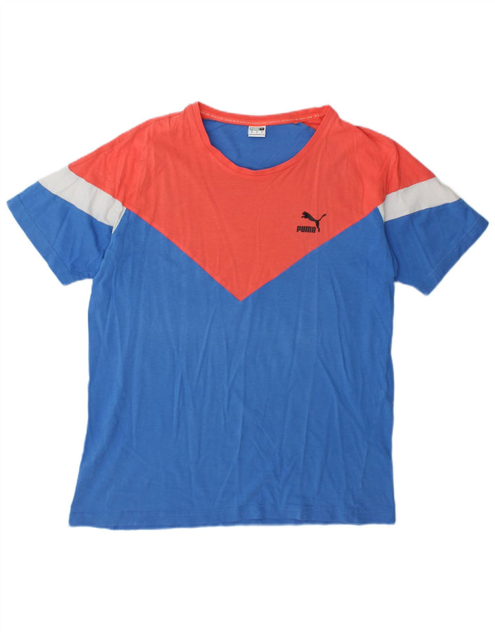 Мужская футболка Puma Top среднего синего цвета с цветными блоками