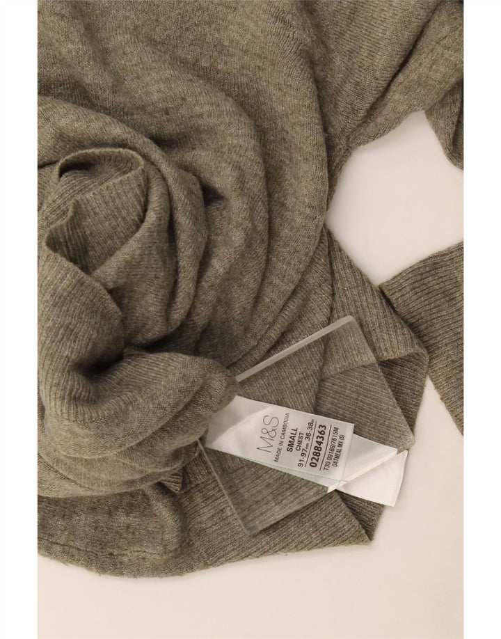 Мужской джемпер с v-образным вырезом Marks & Spencer, маленький цвет хаки, акрил в крапинку
