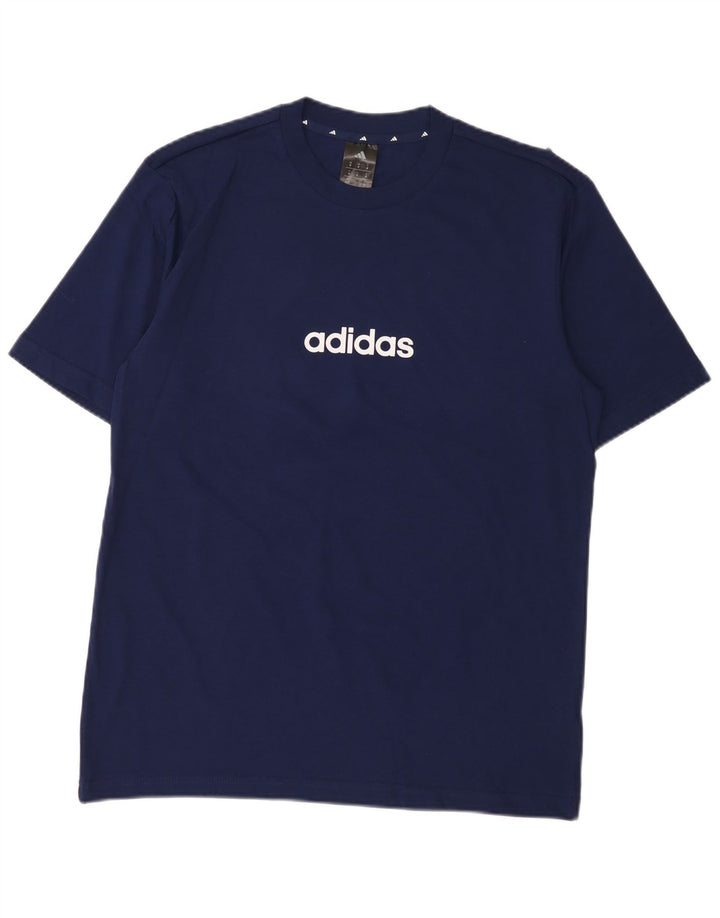 Adidas Мужская футболка с рисунком Топ среднего размера, темно-синий, хлопок