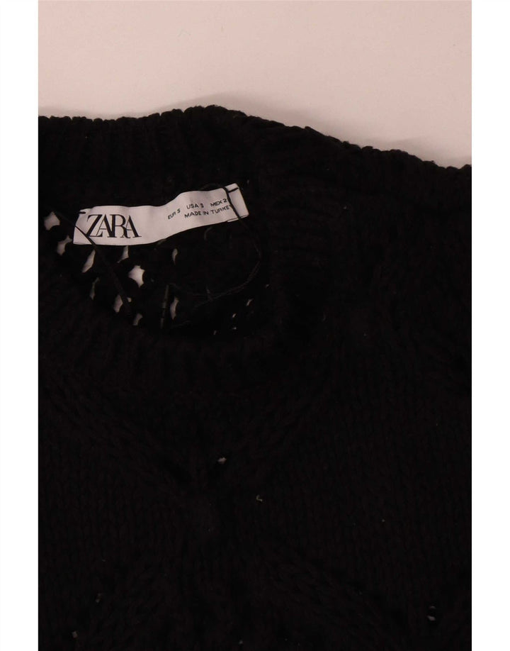 Женская укороченная вязаная блузка без рукавов Zara UK 10, маленький черный полиэстер