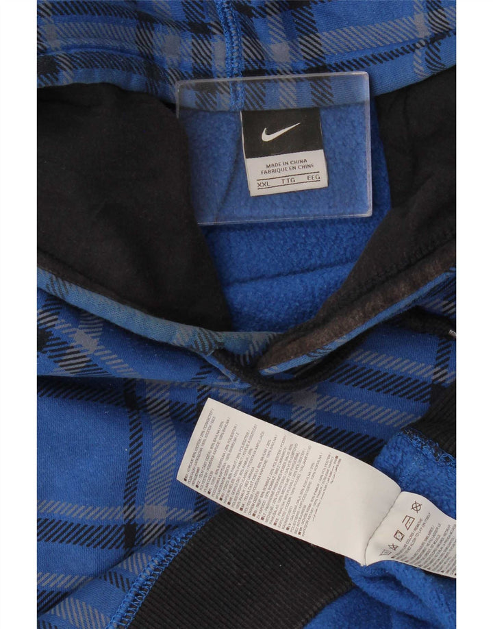 Мужской джемпер с капюшоном Nike 2XL, синий в клетку, хлопок
