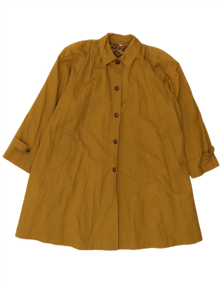 ВИНТАЖНОЕ Женское пальто оверсайз UK 10, маленькое, хаки, ацетат