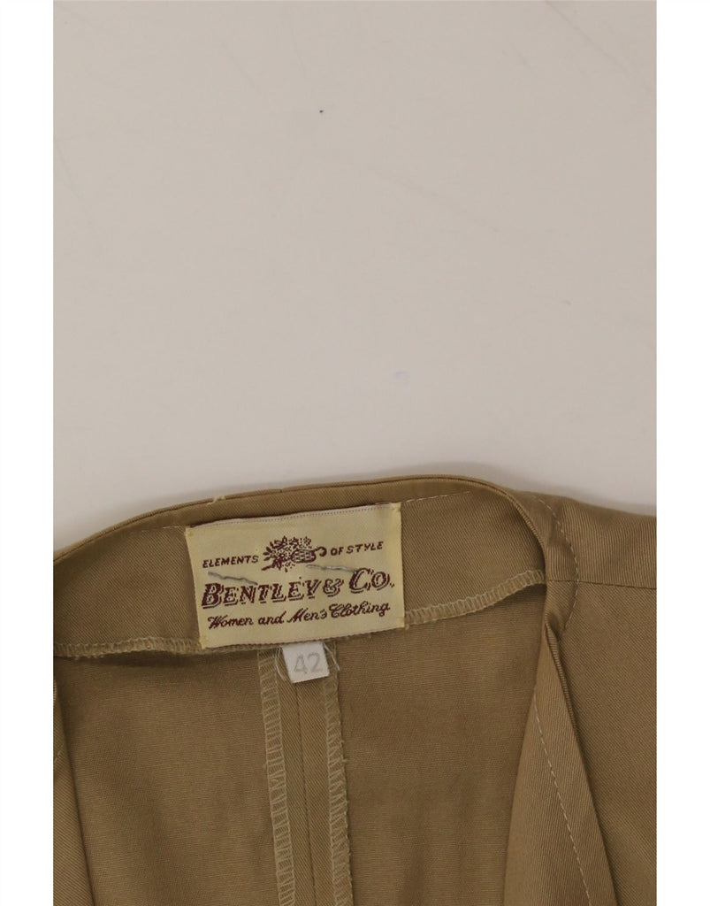 BENTLEY Womens Short Sleeve Blazer Jacket IT 42 Medium Khaki Vintage Bentley and Second-Hand Bentley from Messina Hembry 