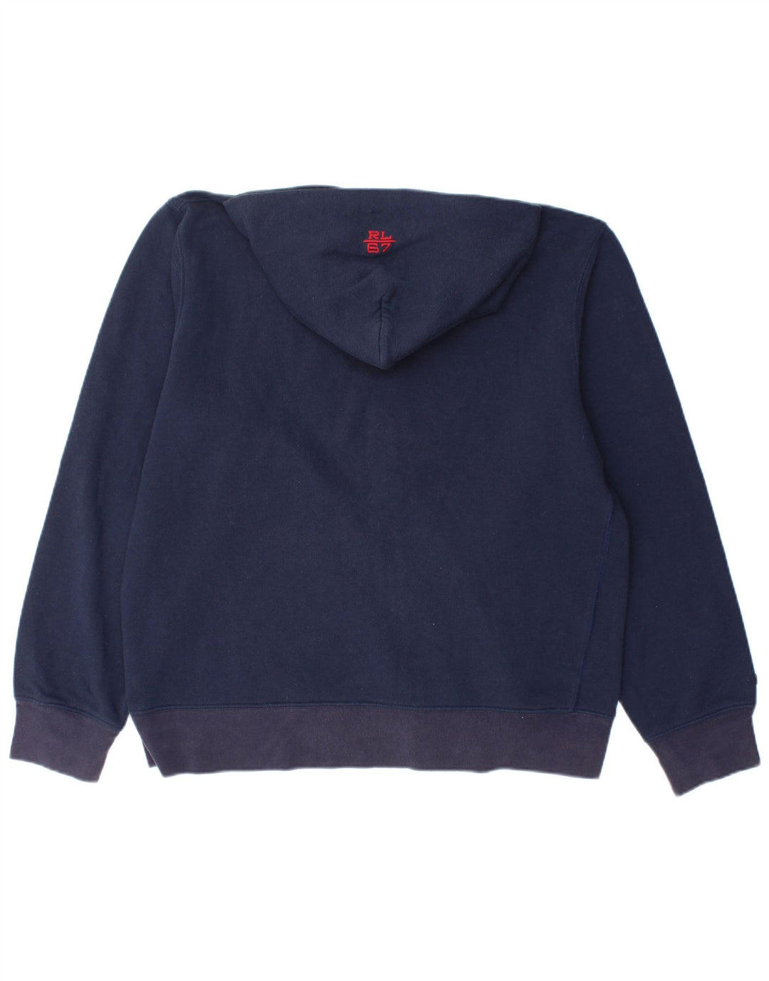 RALPH LAUREN Мужской свитер свободного кроя с капюшоном на молнии, средний темно-синий