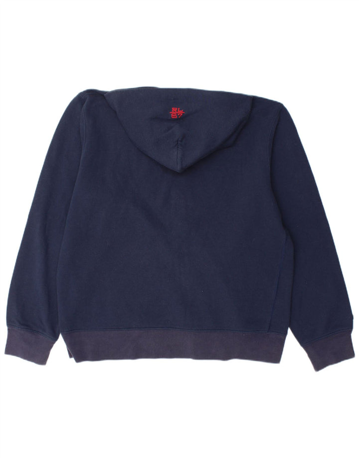 RALPH LAUREN Мужской свитер свободного кроя с капюшоном на молнии, средний темно-синий