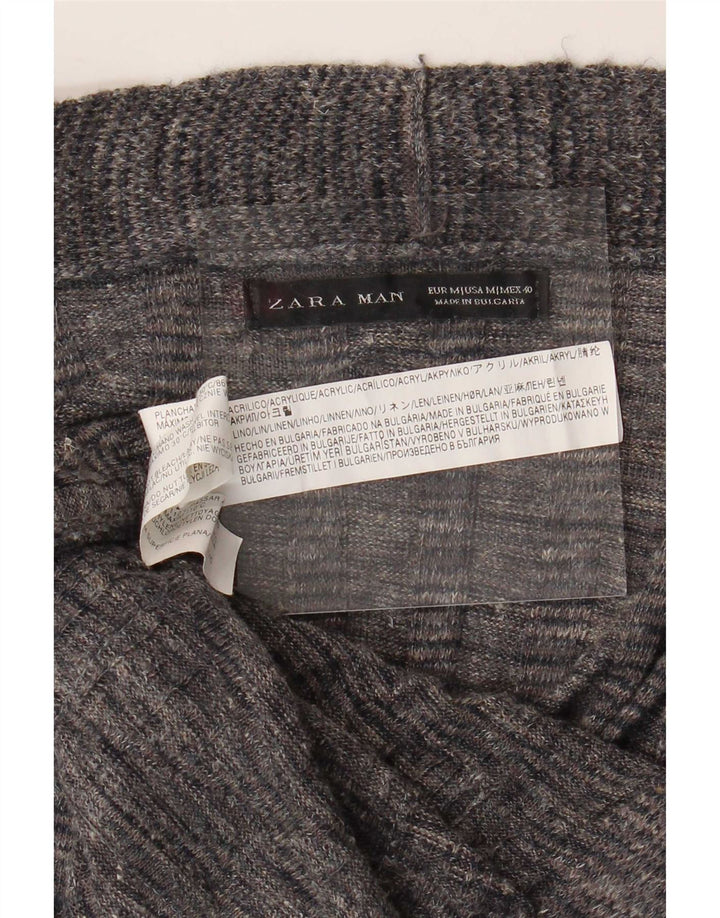 Мужской открытый кардиган Zara, средний серый акрил в крапинку