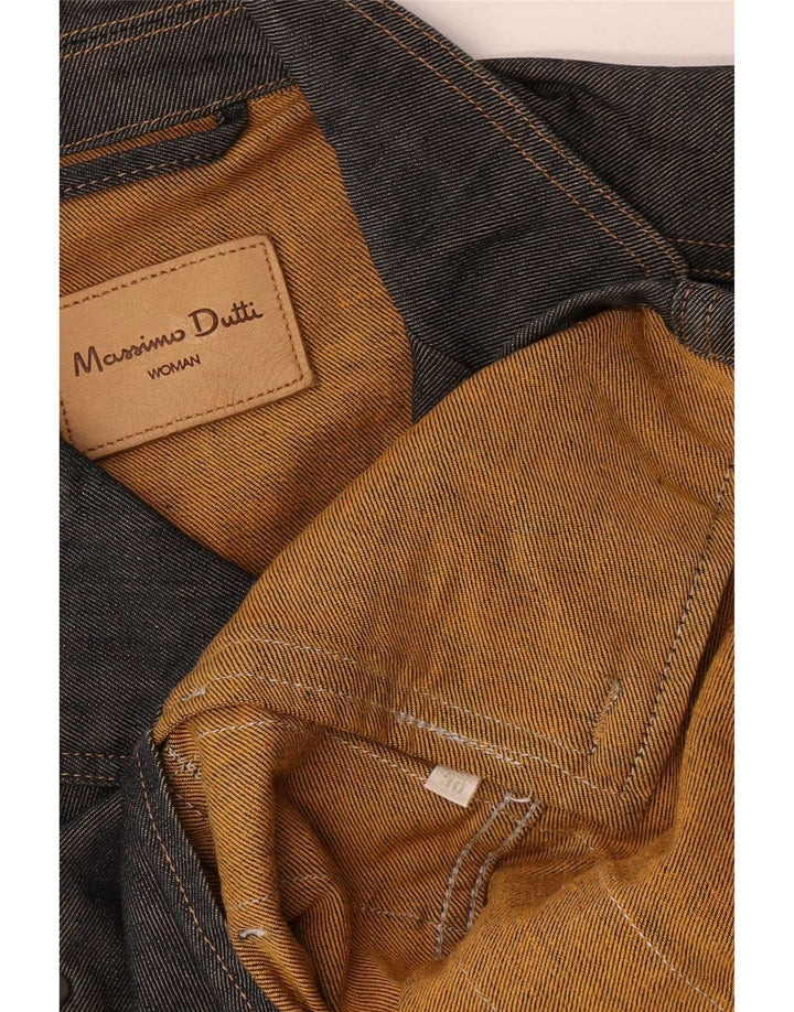 Женский джинсовый пиджак с коротким рукавом Massimo Dutti UK 10, маленький темно-синий