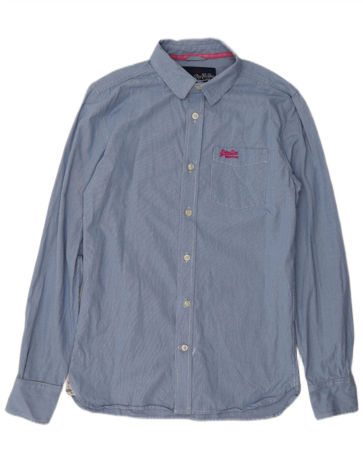 Мужская рубашка Superdry, хлопковая синяя клетка среднего размера