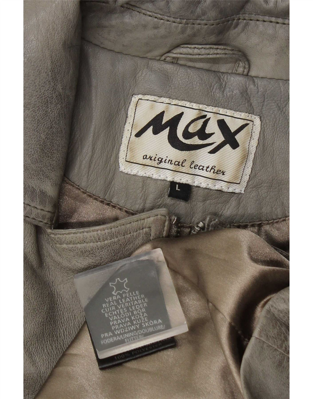 Женская кожаная косуха Max UK 14, большая серая кожаная куртка
