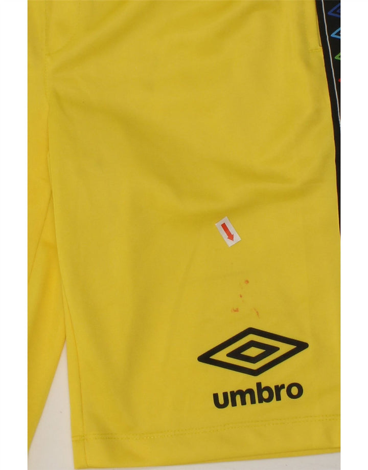 UMBRO Boys Graphic Sport Shorts 11-12 Years Large  Yellow Polyester | Vintage Umbro | Thrift | Second-Hand Umbro | Used Clothing | Messina Hembry 