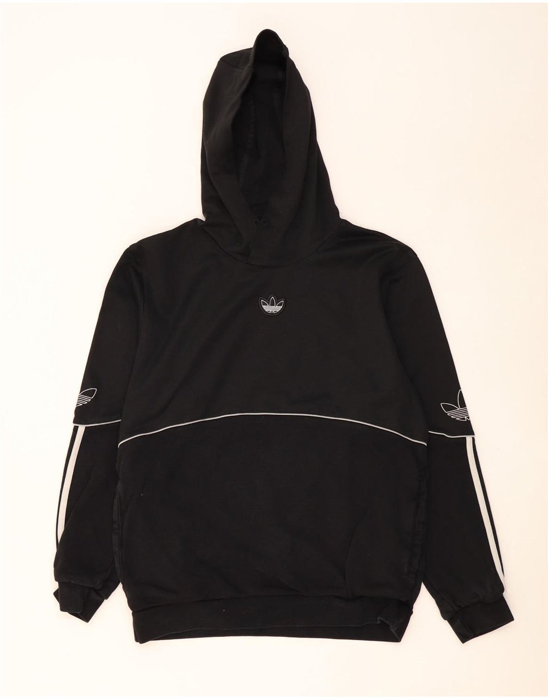 Мужской джемпер с капюшоном ADIDAS, черный, хлопковый, среднего размера