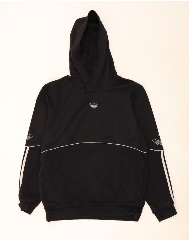 Мужской джемпер с капюшоном ADIDAS, черный, хлопковый, среднего размера