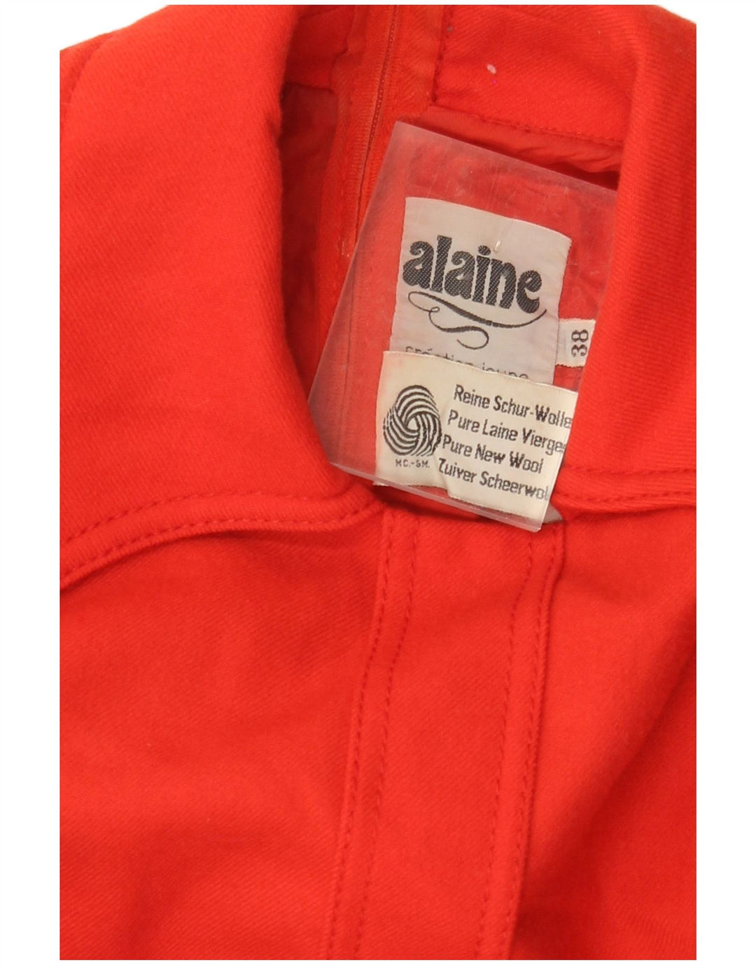 ВИНТАЖНОЕ женское платье А-силуэта с длинными рукавами, ЕС 38, средний красный, новая шерсть