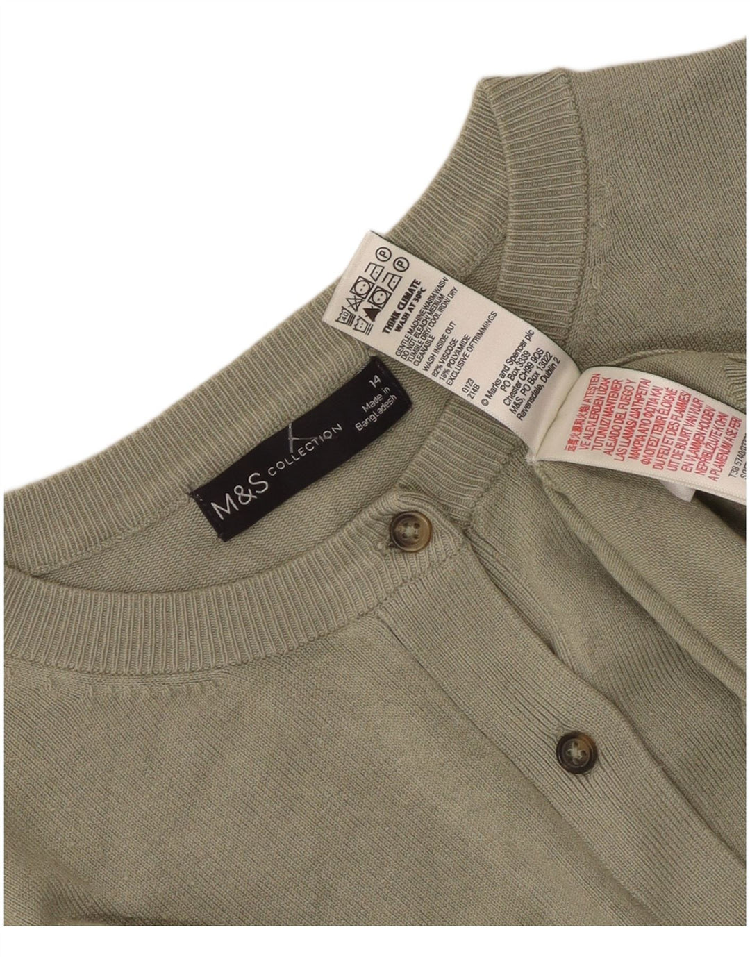 Женский кардиган Marks & Spencer UK 14, средний хаки, вискоза