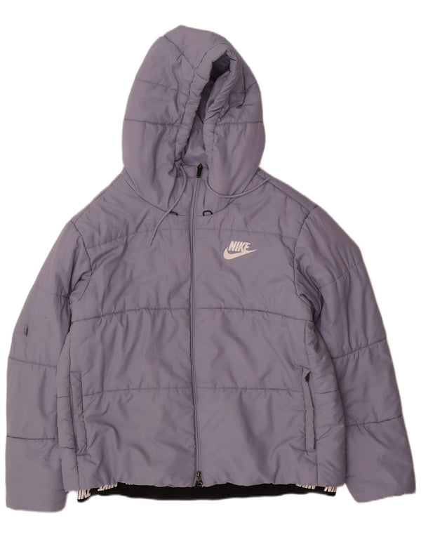 Женская стеганая куртка с капюшоном с графическим рисунком NIKE UK 18 XL, синяя, полиэстер