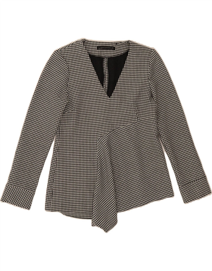 ZARA Womens Blouse Top UK 10 Small Black Gingham Vintage Zara and Second-Hand Zara from Messina Hembry 