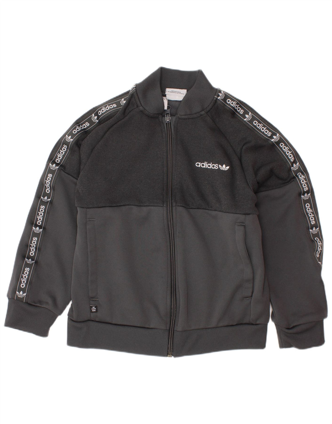 Спортивный костюм ADIDAS для мальчиков с графическим рисунком, верхняя куртка, 6–7 лет, серый полиэстер