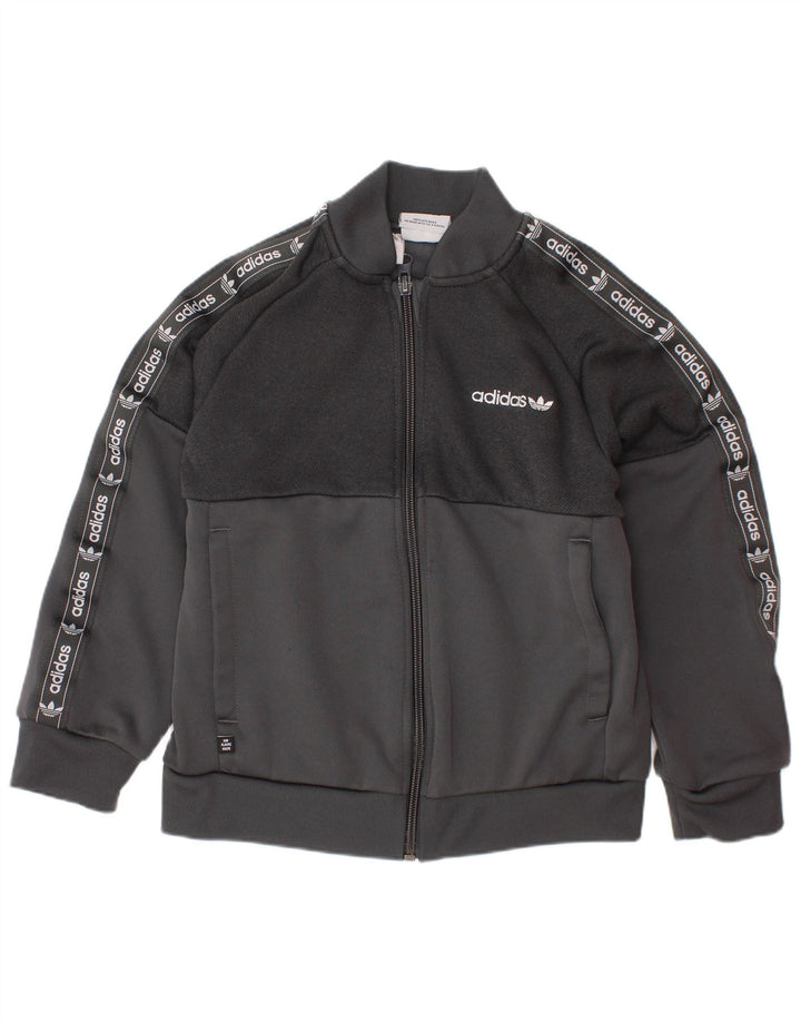 Спортивный костюм ADIDAS для мальчиков с графическим рисунком, верхняя куртка, 6–7 лет, серый полиэстер