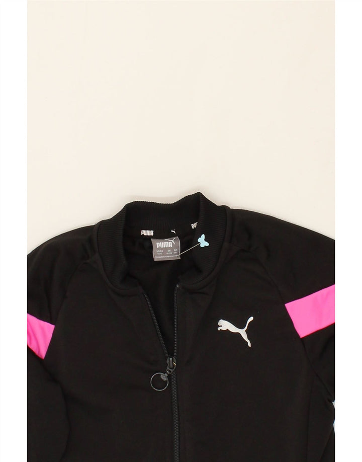 PUMA Girls Tracksuit Top Jacket 11-12 Years Black Colourblock Polyester Vintage Puma and Second-Hand Puma from Messina Hembry 
