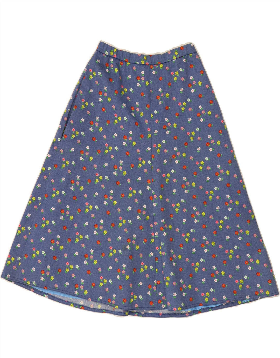 VINTAGE Womens A-Line Skirt W26 Small  Blue Floral Vintage Vintage and Second-Hand Vintage from Messina Hembry 