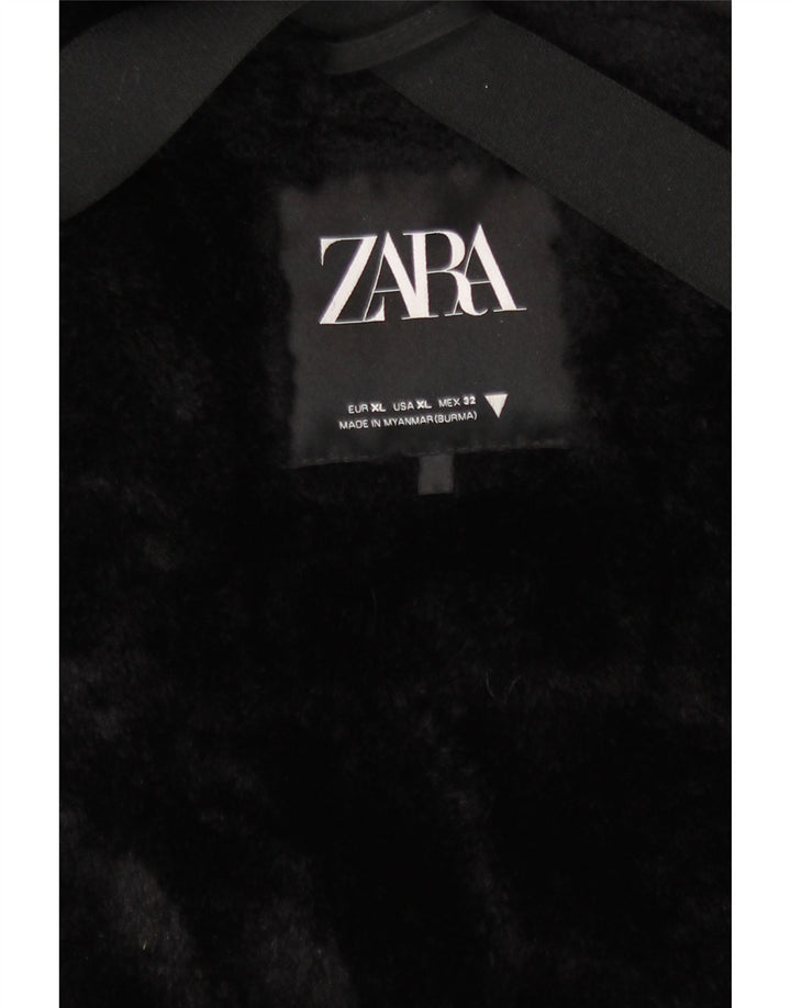 Женская парка Zara с капюшоном UK 18 XL, черный полиэстер