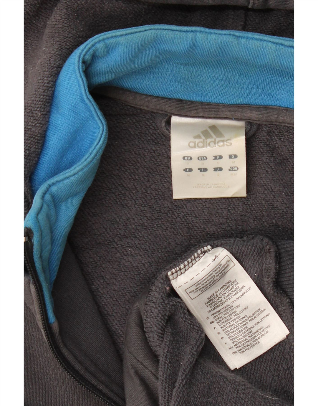 ADIDAS Мужской свитер с капюшоном и молнией с графическим рисунком, хлопковый средне-серый цвет