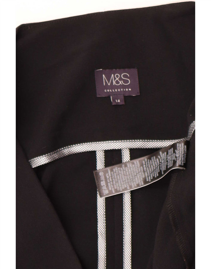 Женский открытый пиджак Marks & Spencer UK 14, средний черный полиэстер