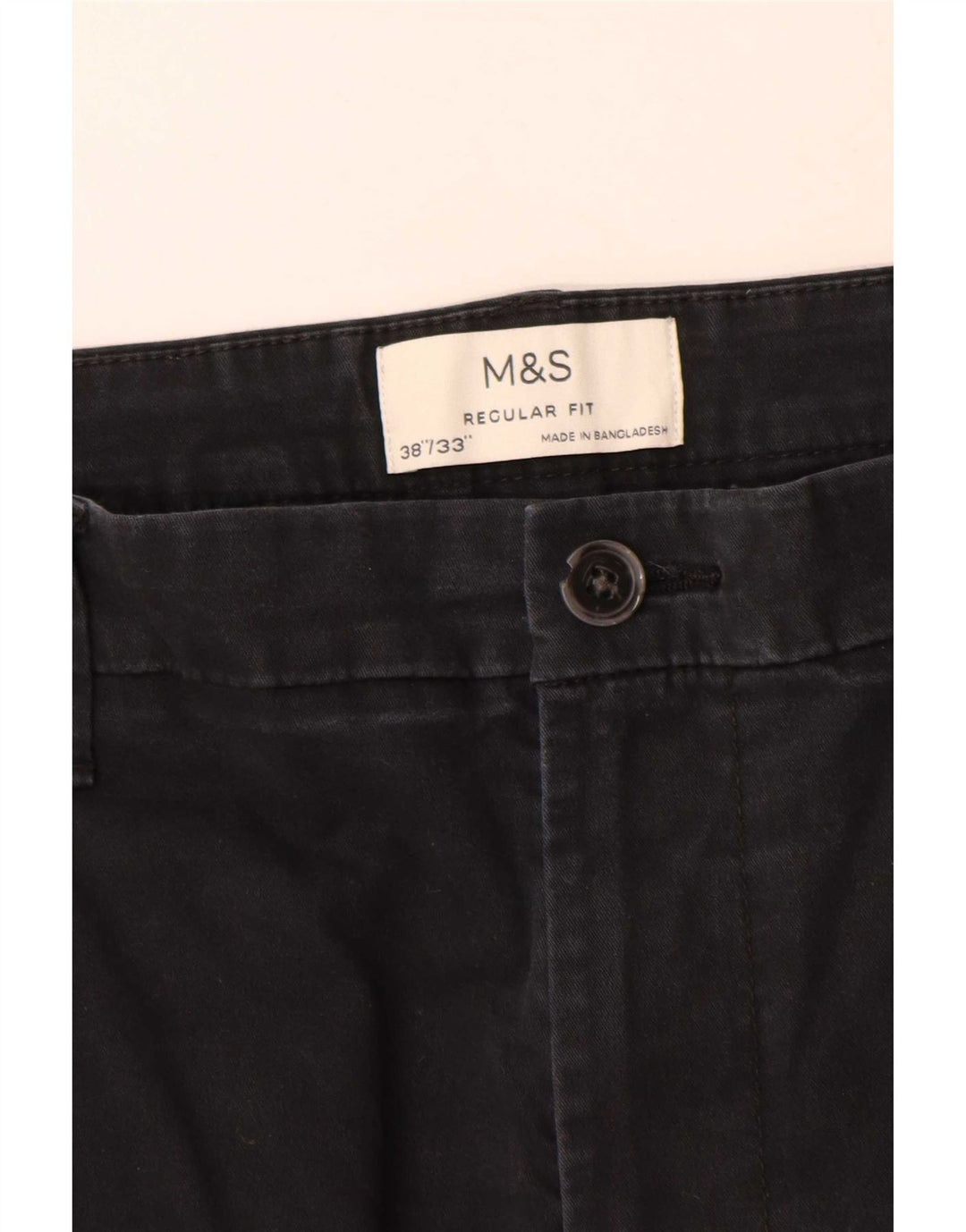 Мужские брюки-чиносы Marks & Spencer стандартного кроя W38 L33, черный хлопок
