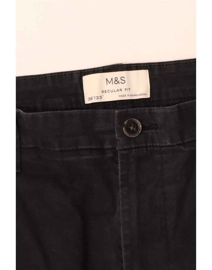 Мужские брюки-чиносы Marks & Spencer стандартного кроя W38 L33, черный хлопок