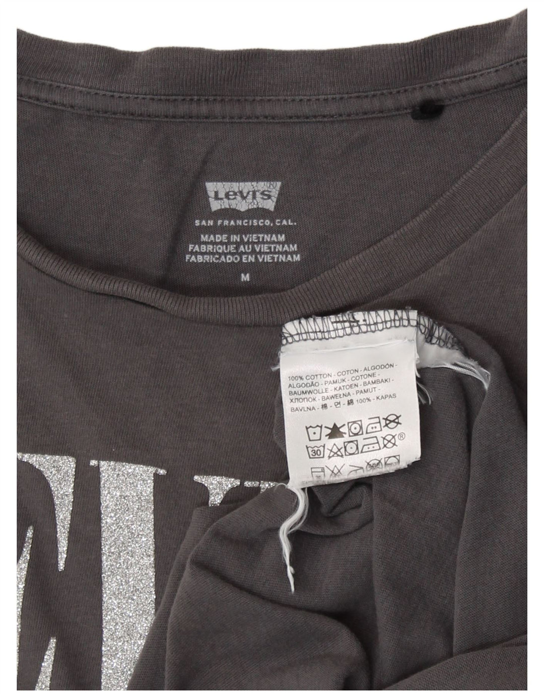 Женская футболка с рисунком Levi's Top UK 12, хлопковый средний серый цвет